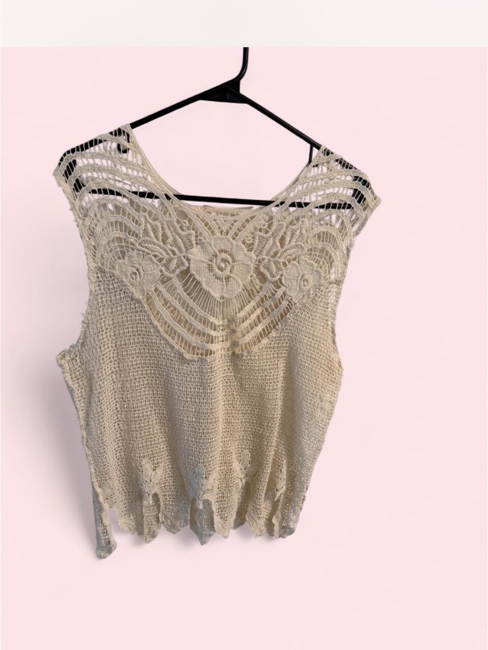 Cream Crochet Lace Tank Top